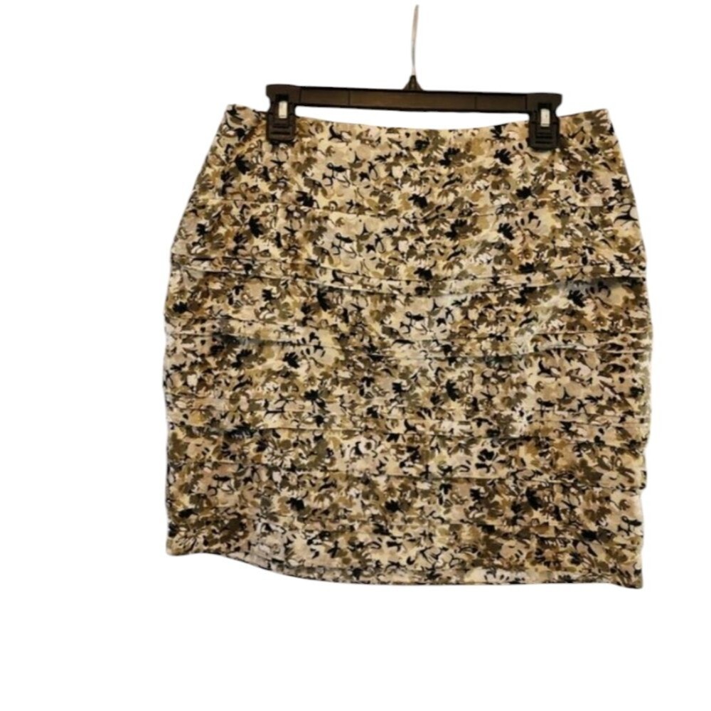 ISDA & CO CAMO FLORAL PRINT PLEATED SHUTTER PENCIL SKIRT 100% COTTON SIZE 10